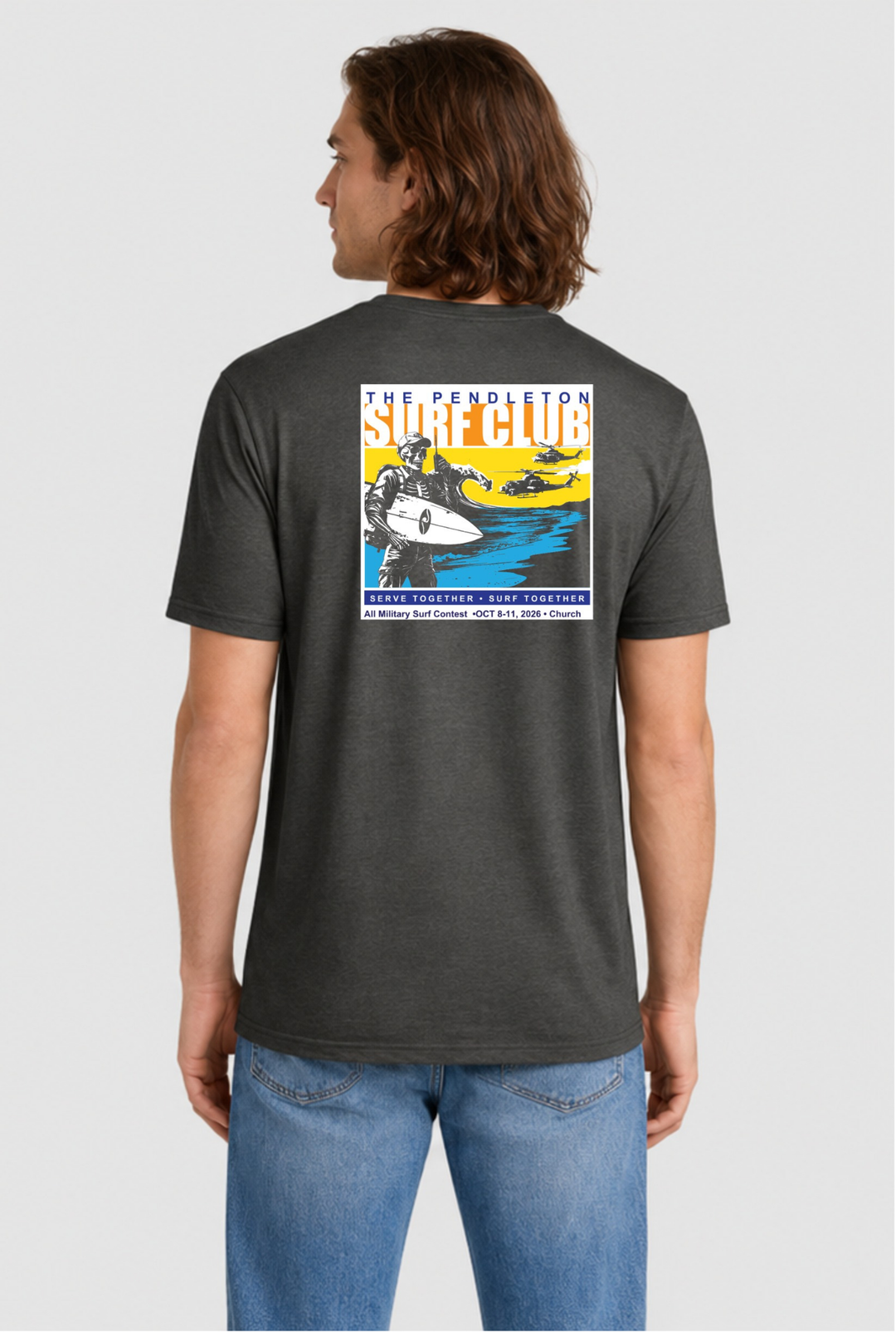 2026 Pendleton Surf Club Contest Promo Shirt Charcoal Back Unisex